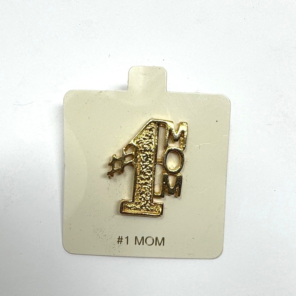Vintage #1 Mom Lapel Pin‎ Gold Tone Metal Mother's Day Gift Accessory OS Women